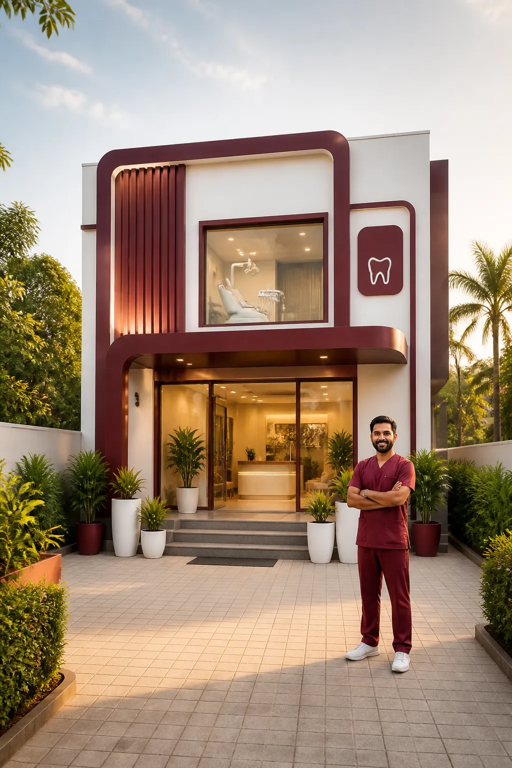 Welcoming exterior entrance of Nakshatra Dental & General Clinic